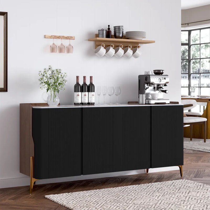 POVISON 57'' Modern Luxury Credenza Sideboard Buffet Cabinet With